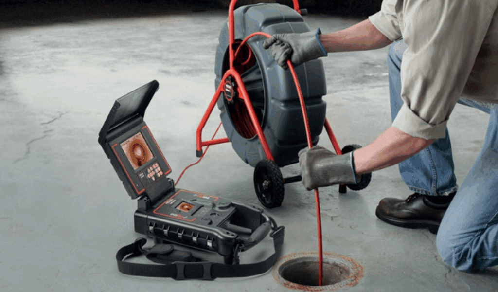 Technician performing a sewer camera inspection in Panama City